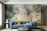 Vintage style floral wall decor for an urban apartment.