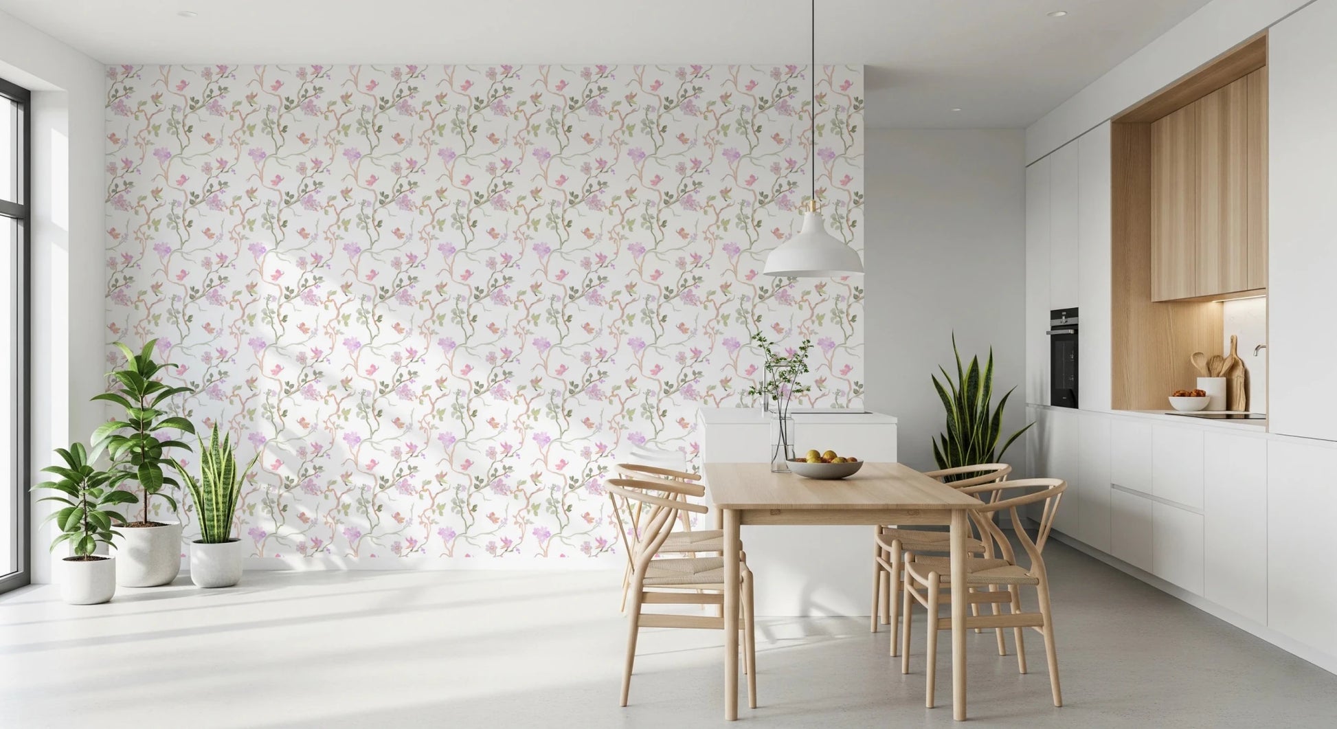 Floral Flight Chinoiserie Dreamy Birds Butterflies Wallpaper⁠