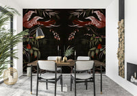 Classic wall mural inspired by Korean Joseon art, depicting harmony between nature and flight.