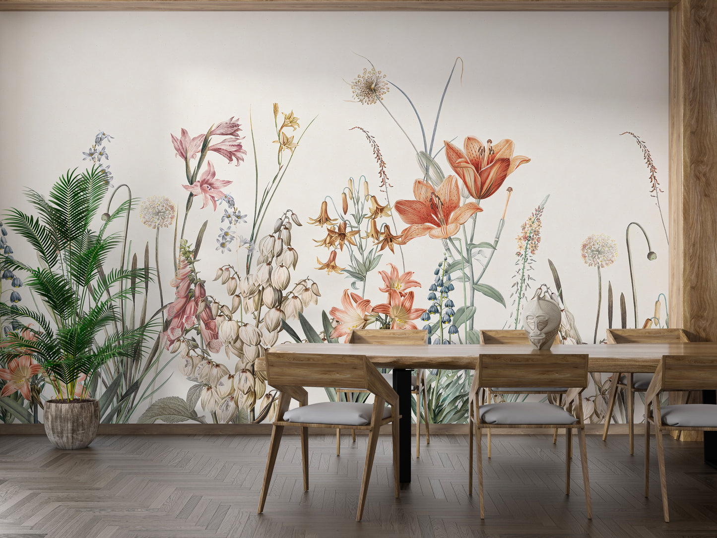 Floral Hand Painted Wallpaper Murals - Giffywalls