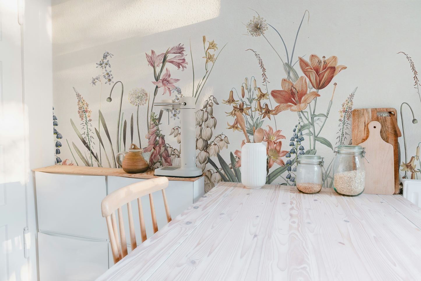 Floral Hand Painted Wallpaper Murals - Giffywalls