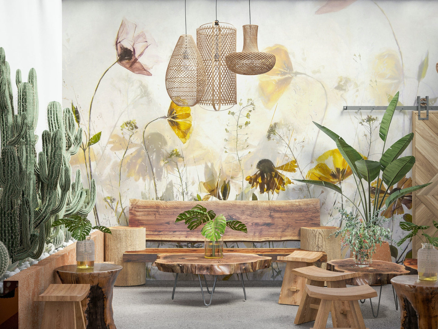 An artistic soft focus bloom mural on minimalist wallpaper.

