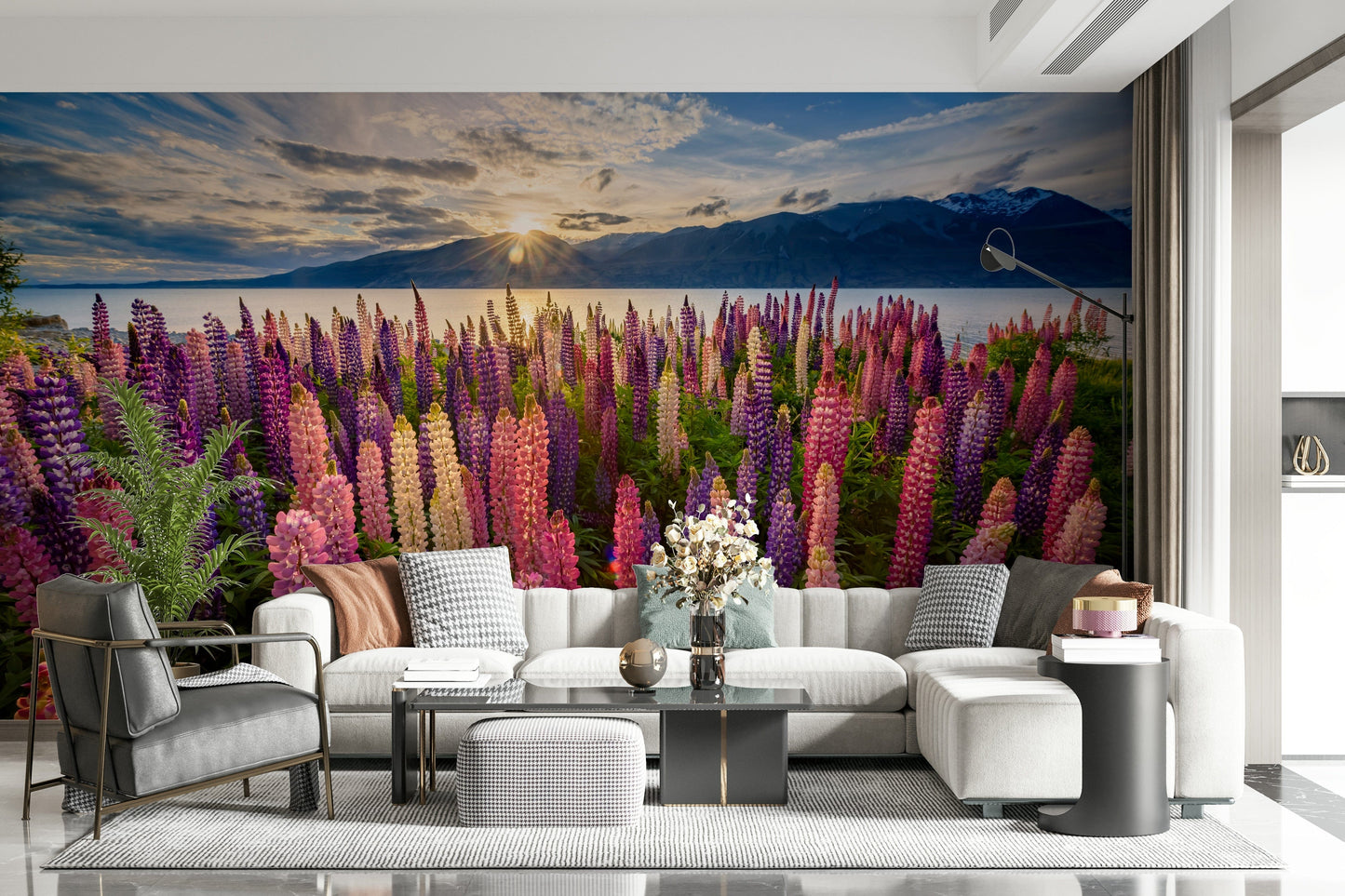 Floral Lake Dawn Wall Mural -2306485