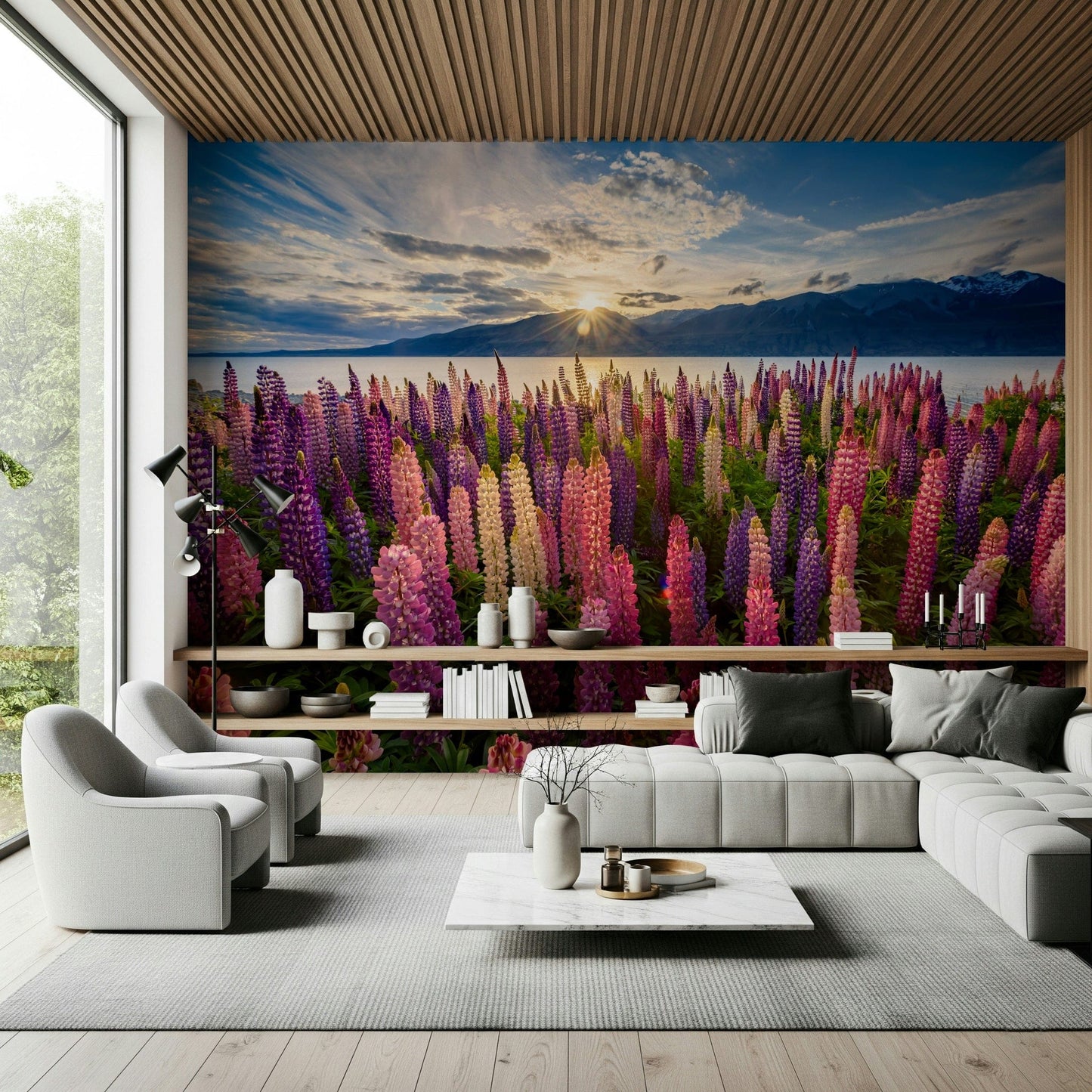 Floral Lake Dawn Wall Mural -2306485