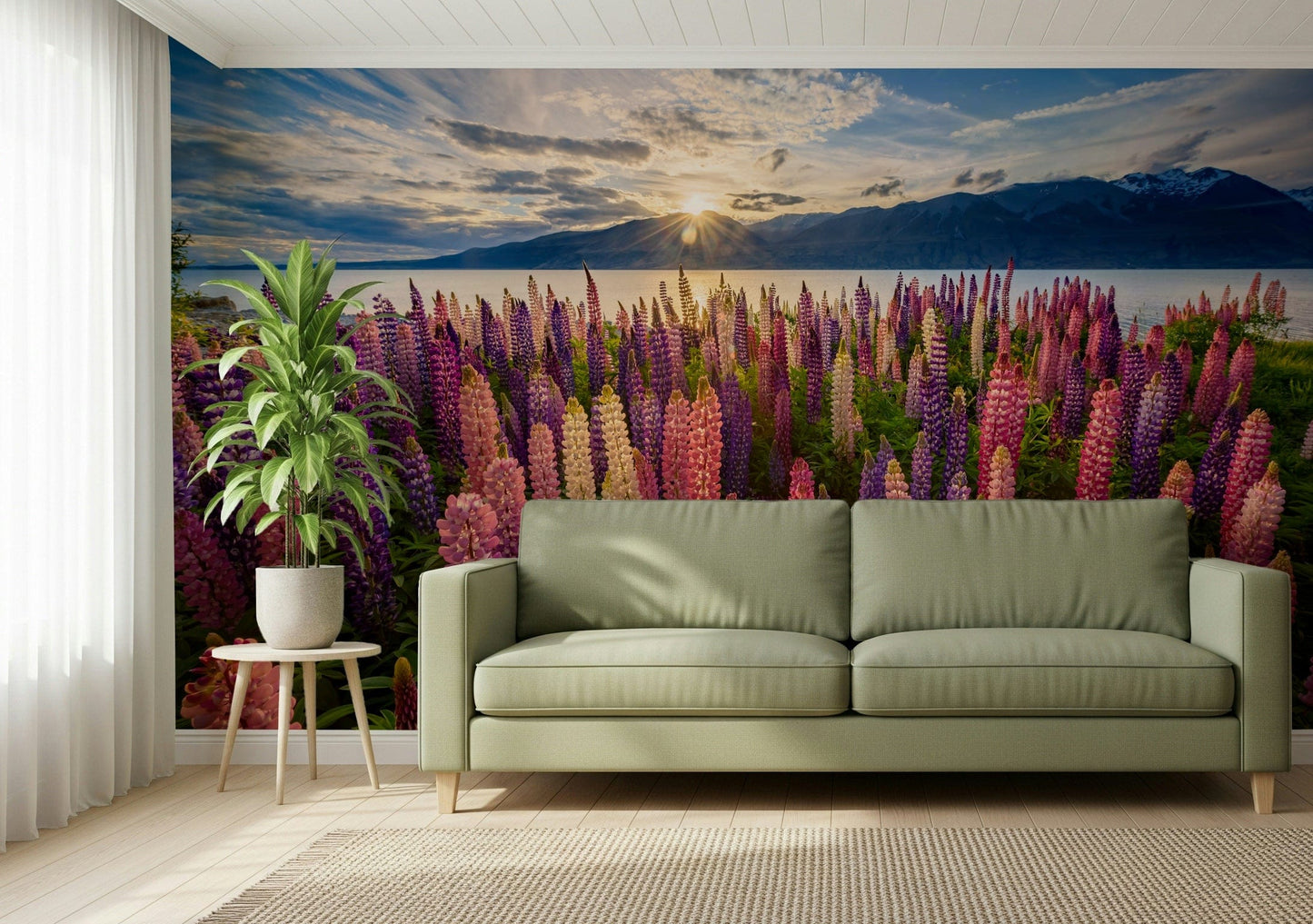 Floral Lake Dawn Wall Mural -2306485