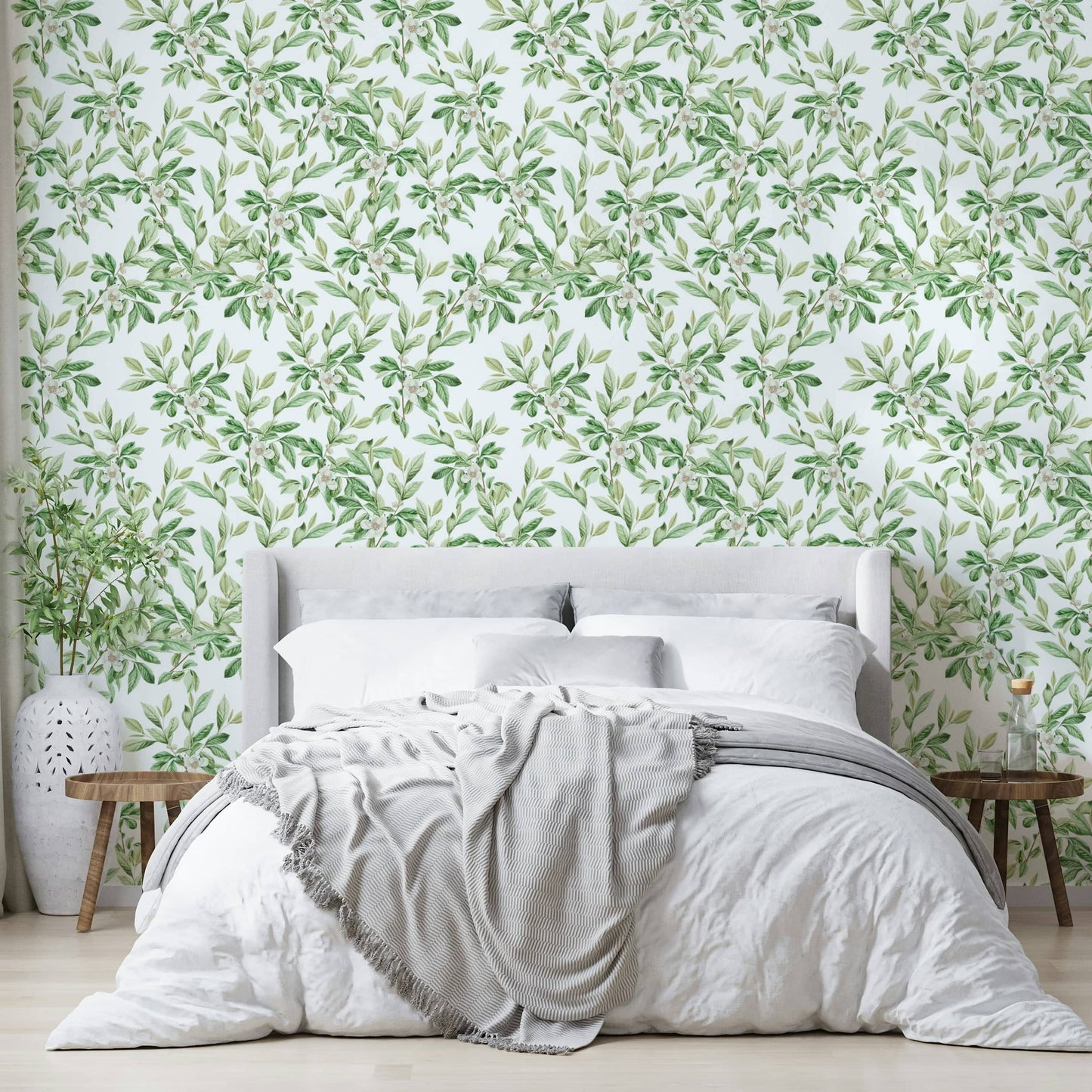 A seamless pattern of leaves on a wall

