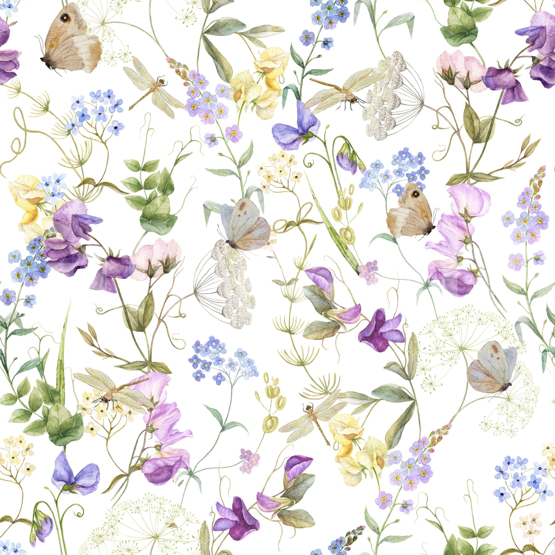 Floral Whispers elegant summer bloom fresh wallpaper.