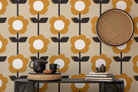 Add charm with Floral Pearl Yellow Color Retro Wallpaper