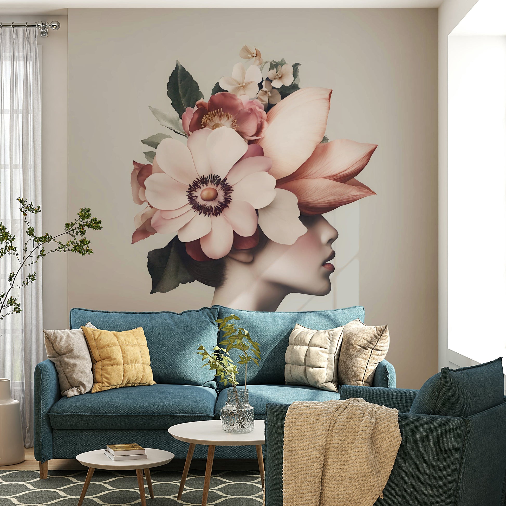 The background is a soft, muted color that complements the flowers.
