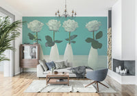 Modern floral wall mural with simple backdrop