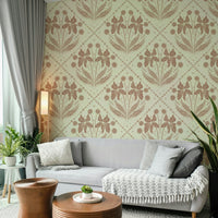 Terracotta floral wallpaper design adding charm to interiors

