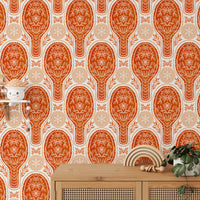 Bold floral rockets red wallpaper for a vibrant wall statement.
