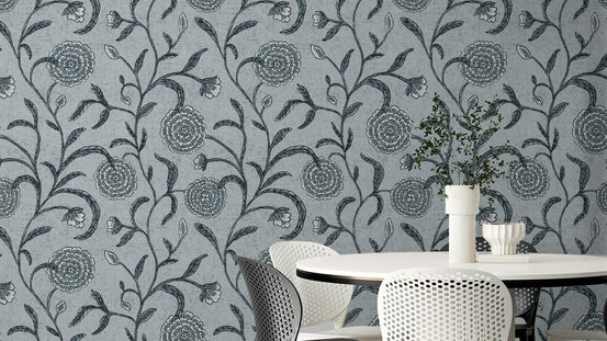 A soft and calming floral wallpaper pattern.
