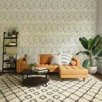 Dark-toned wallpaper for walls featuring still floral art

