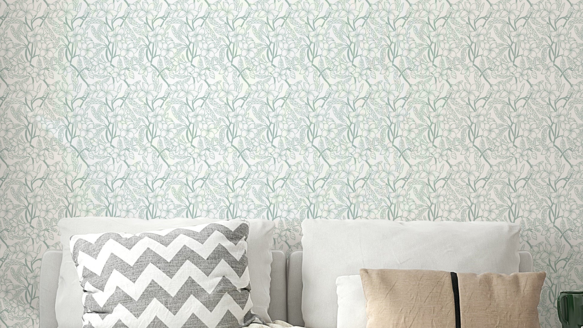 Floral Stillness wallpaper with soft painted flowers

