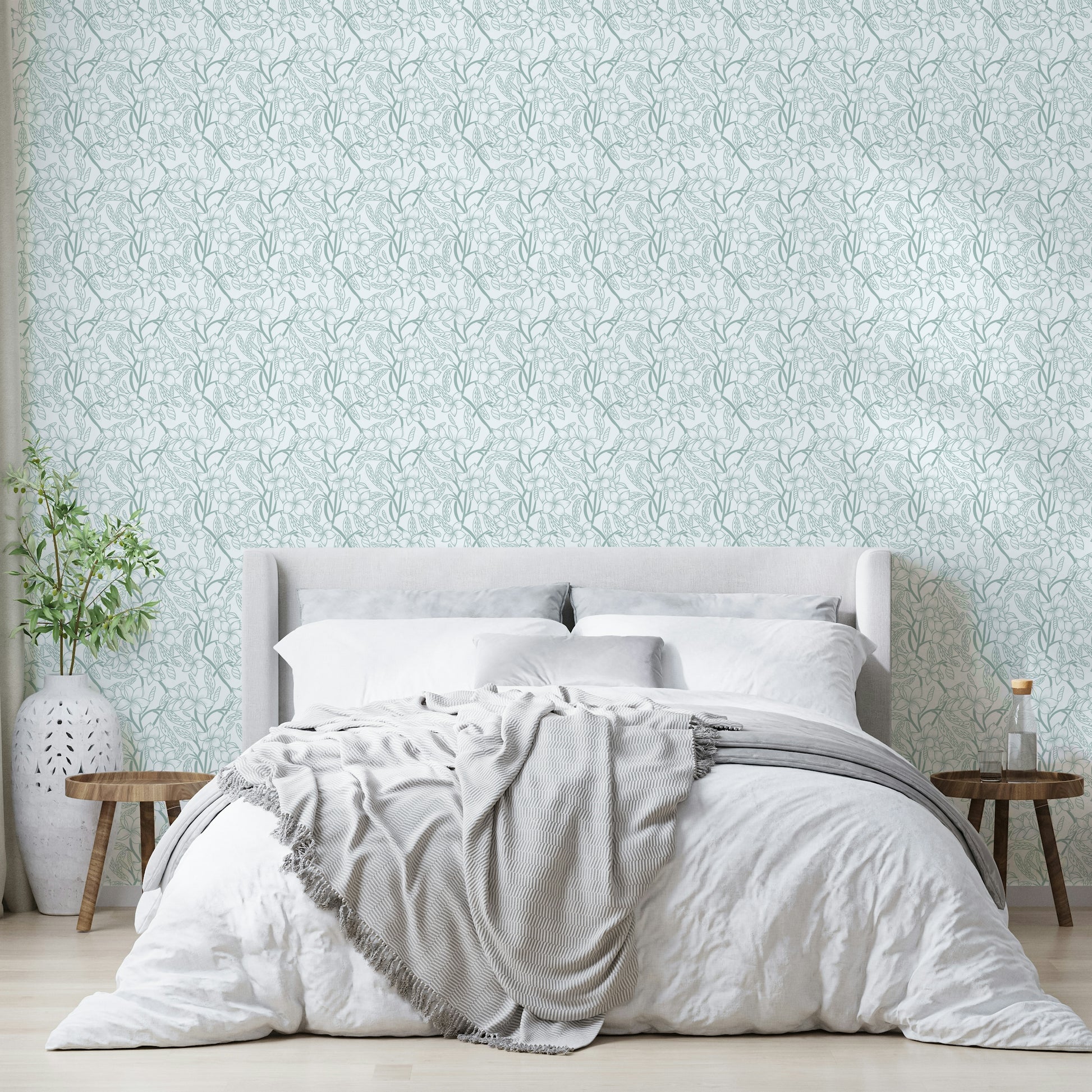 Artistic floral wallpaper in calming watercolor tones

