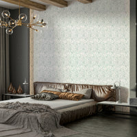 Tranquil floral wallpaper with neutral color palette

