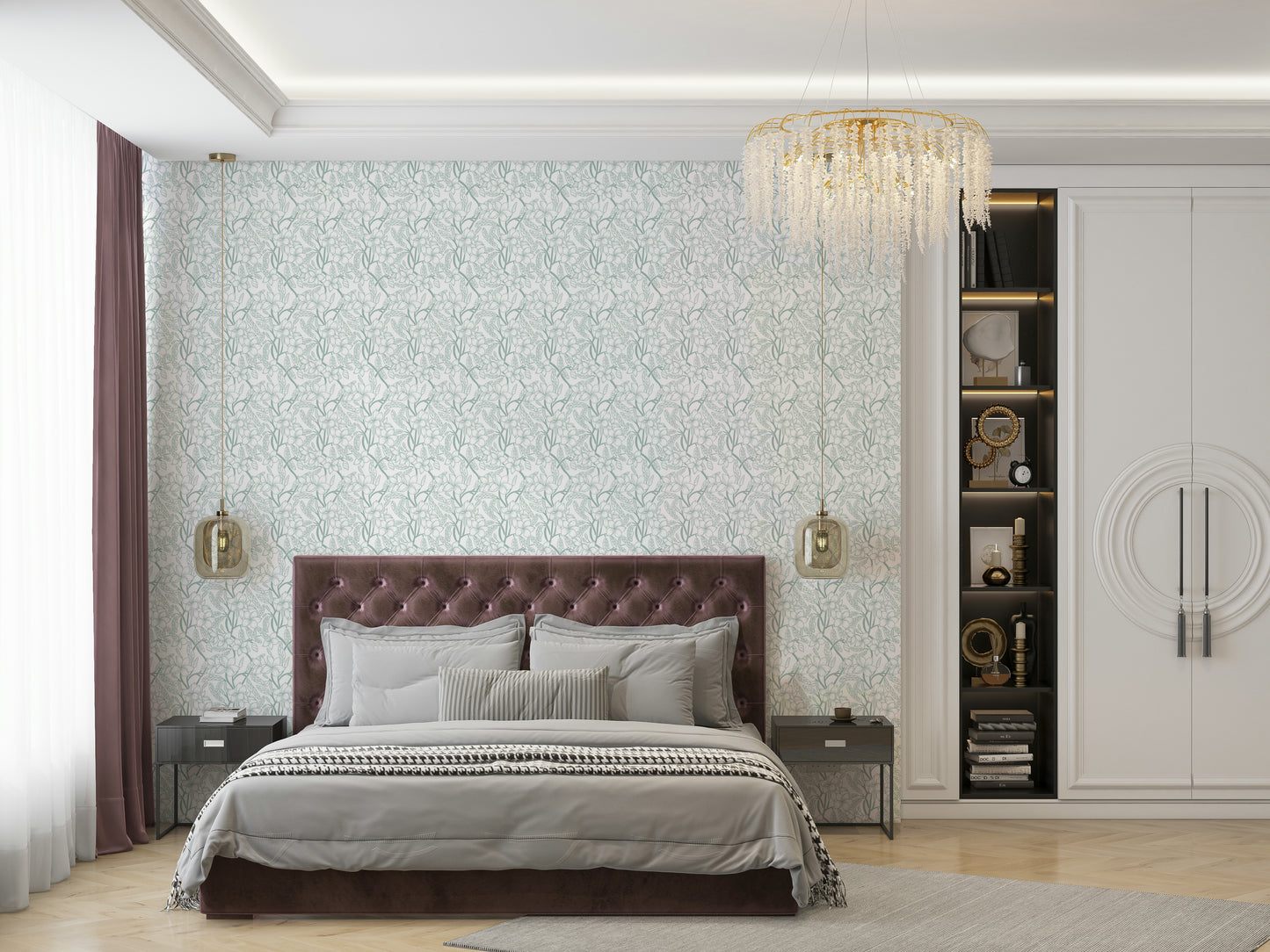 Delicate floral wallpaper for modern romantic rooms

