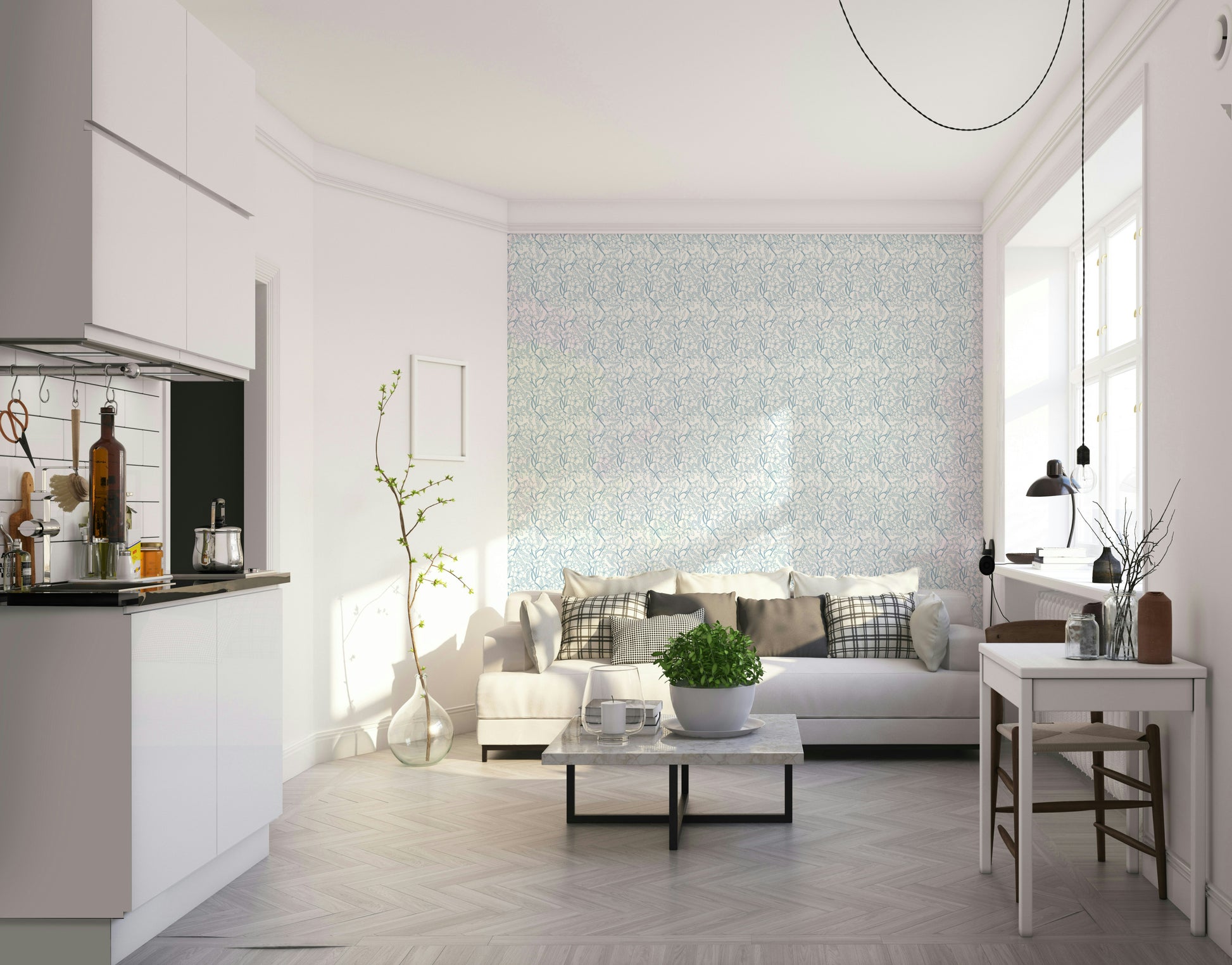 Elegant wallpaper for walls featuring floral still-life design

