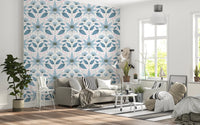 Floral Symmetry Blue Wallpaper⁠