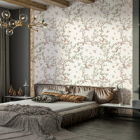 Chinoiserie Hummingbirds wallpaper for a dining room.

