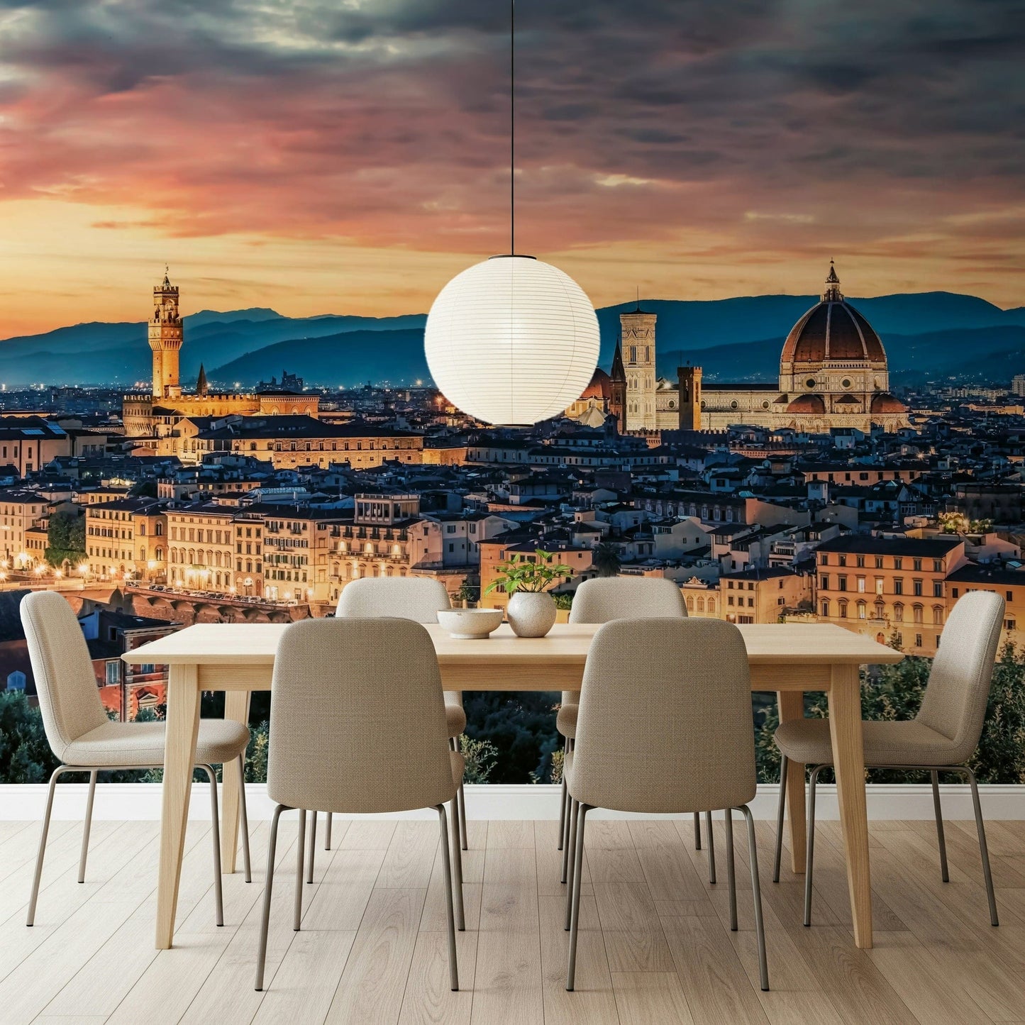 Romantic Florence Twilight architectural wall print.