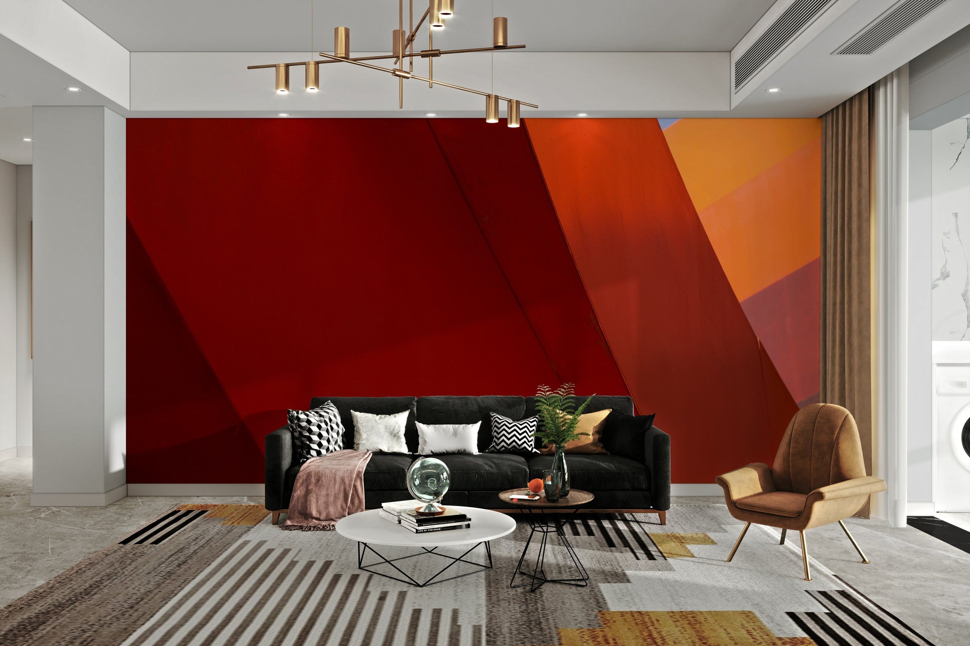 A beautiful modern art wall mural for a living room.

