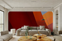 A peaceful motion design mural on decorative wallpaper.

