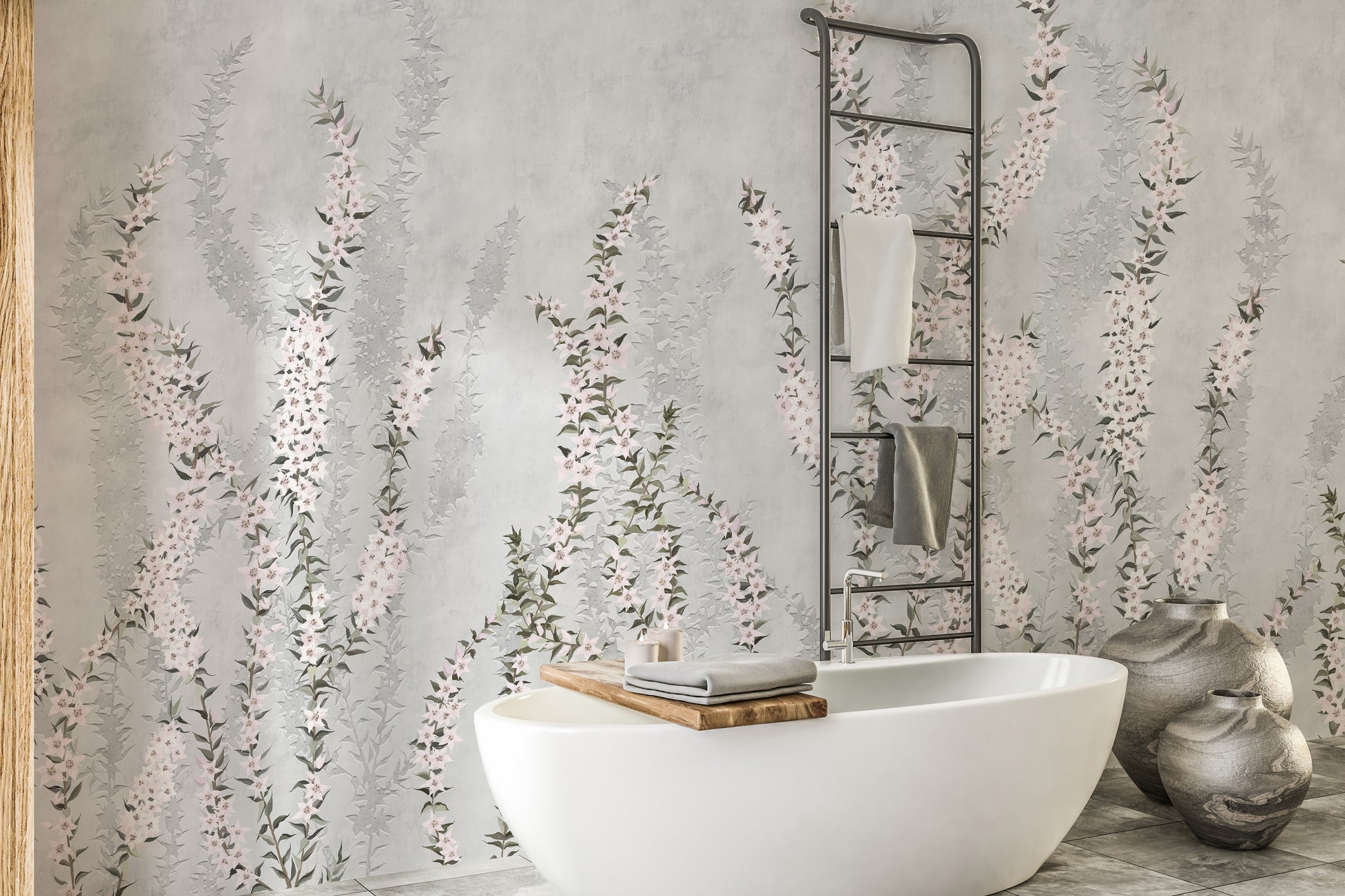 Nature-inspired flower branches wallpaper