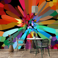 Oversized botanical flower design on mural wall



