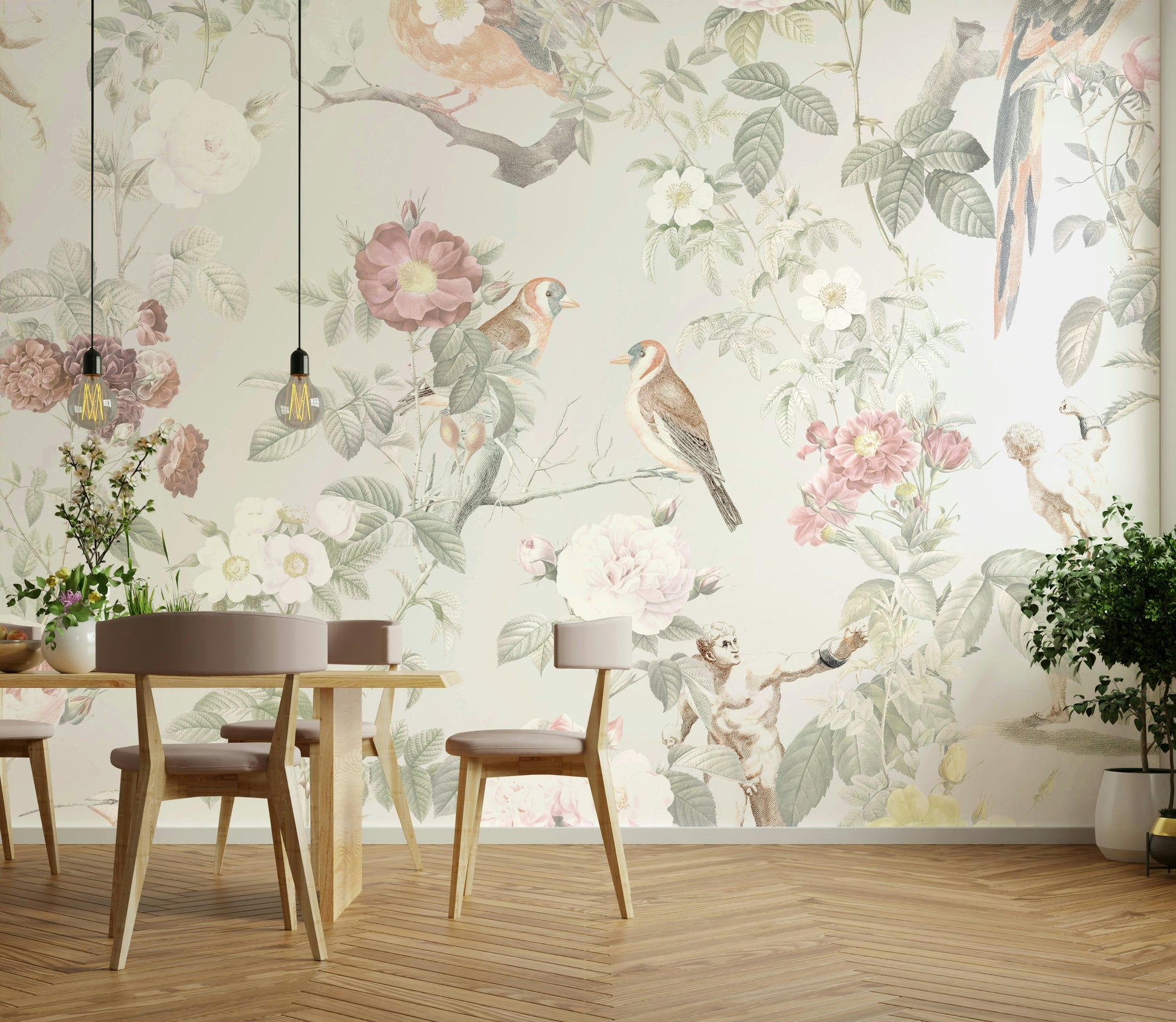 Delicate floral wallpaper mural

