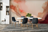 Flowing Coral Dreams Wall Mural in a minimalist home office.