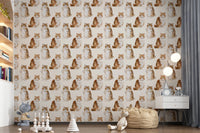 Fluffy tabby ginger cats handpainted oil painting pattern Wallpaper⁠