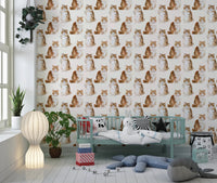 Fluffy tabby ginger cats handpainted oil painting pattern Wallpaper⁠