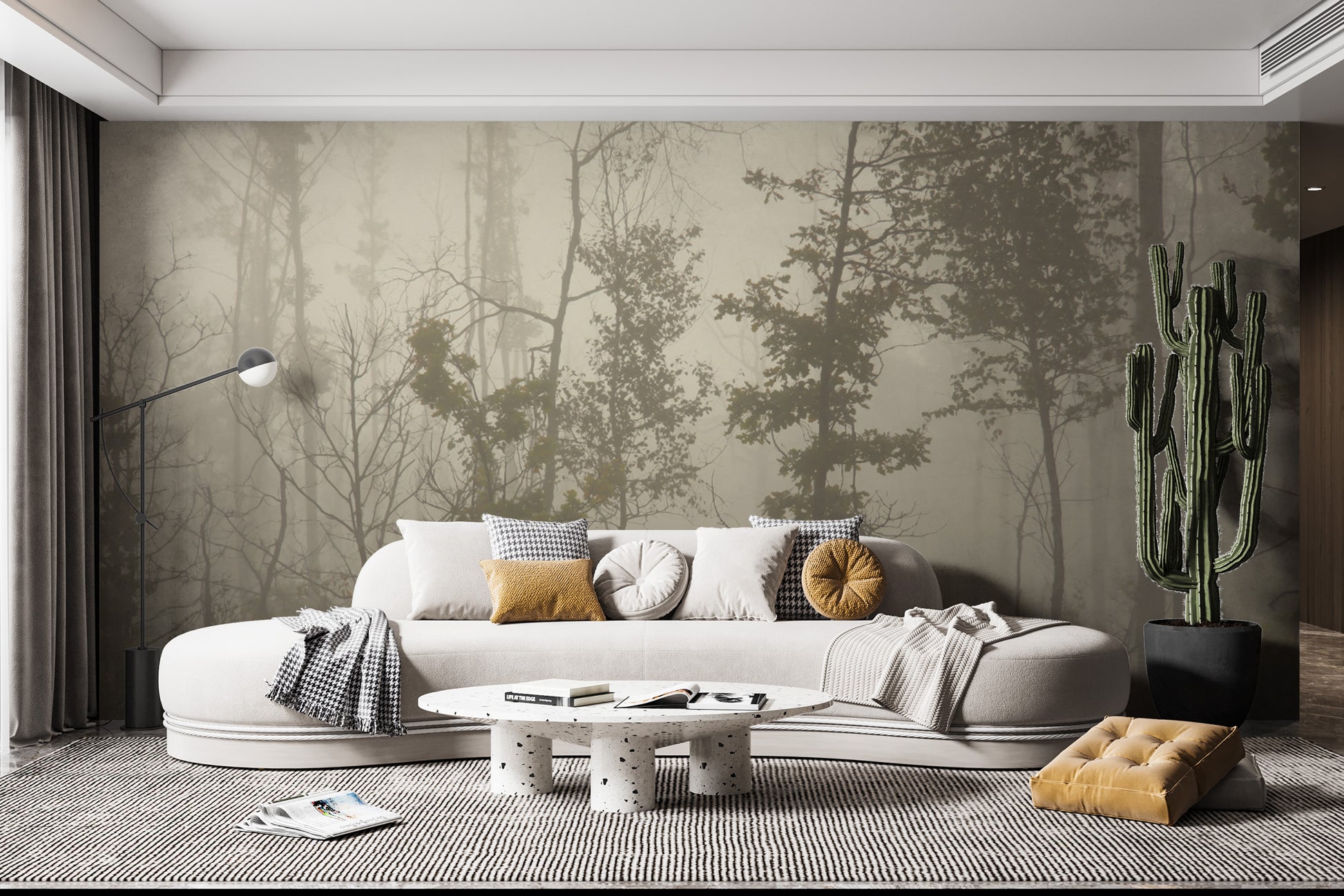 Foggy forest nature wallpaper design
