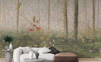 Foggy tropical forest wallpaper mural
