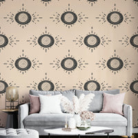 Geometric floral wallpaper combining modern and vintage style

