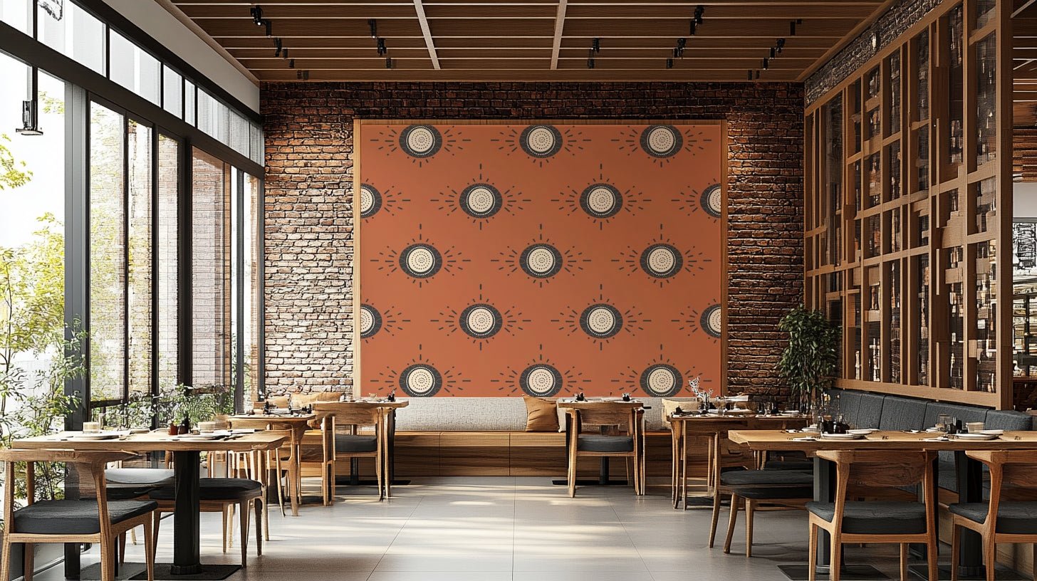 Mid-century modern floral wallpaper bringing warmth to your room

