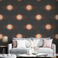 Bold floral patterns with a warm terracotta and deep charcoal contrast

