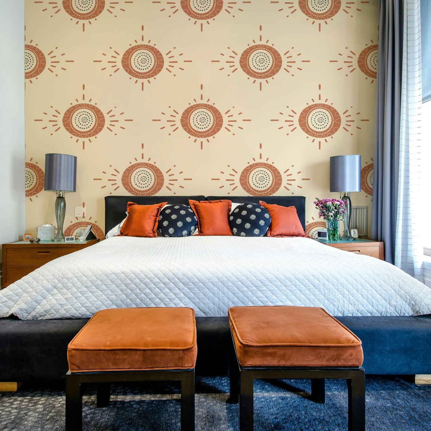 Scandinavian floral design in soft terracotta and cream hues

