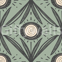 Detailed folk floral print wallpaper
