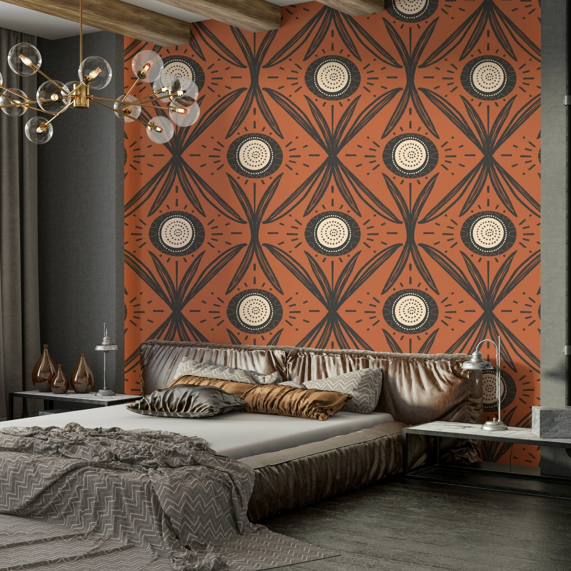 Bold floral wall mural with vintage flair
