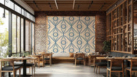 Mural wallpaper with mid-century pattern
