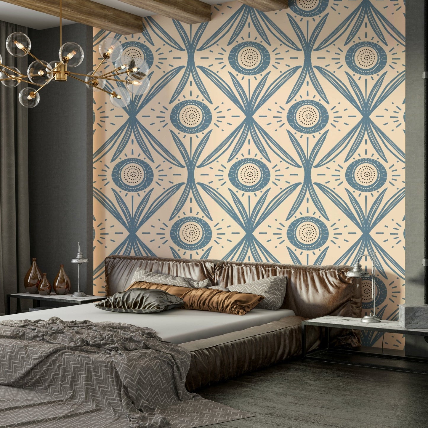 Gentle floral print in dusty blue shades
