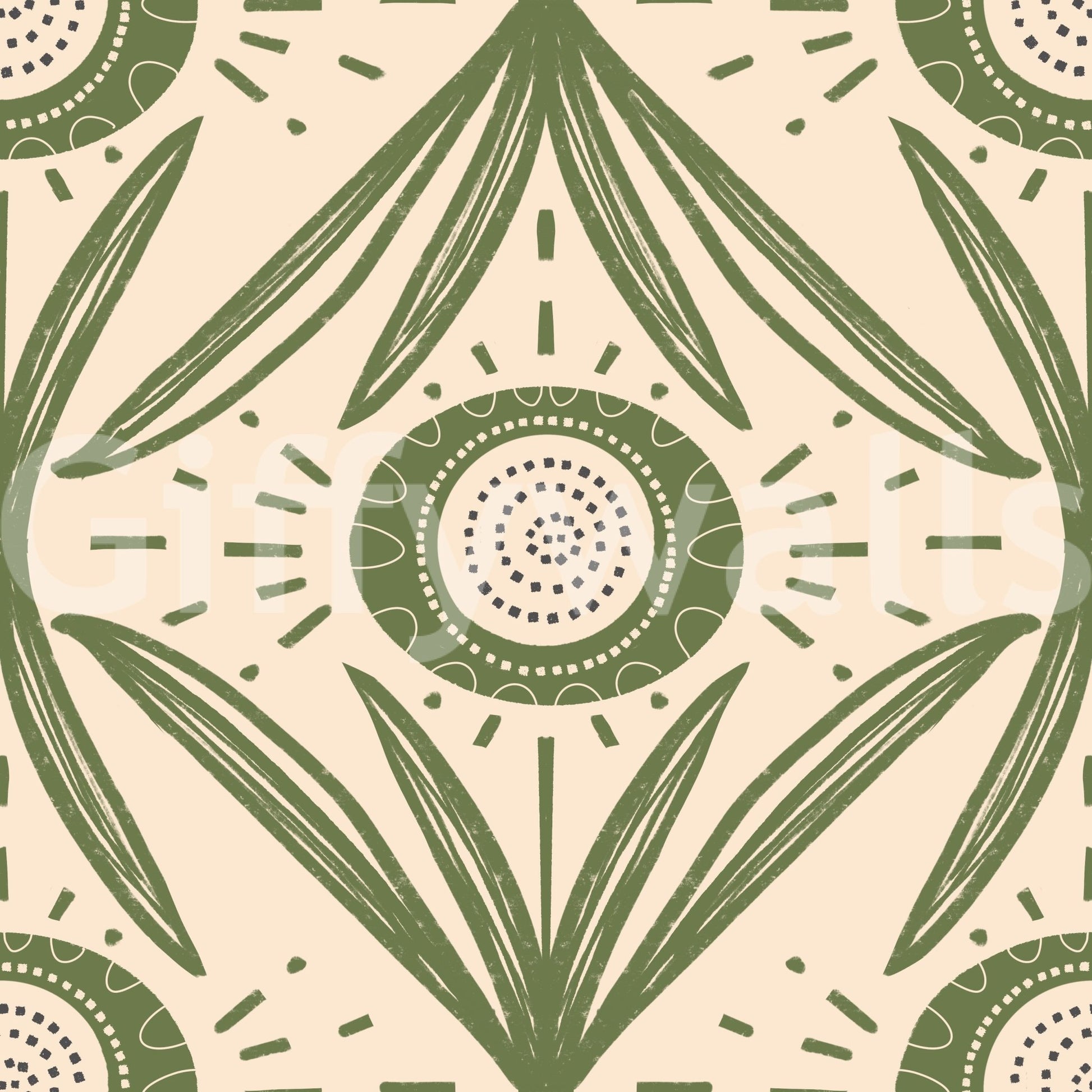 Wall mural with soft botanical theme
