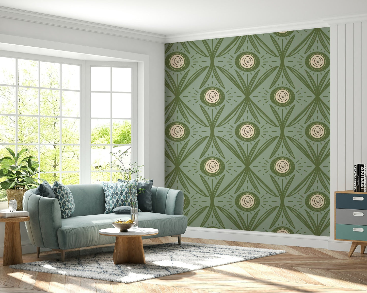 Floral wall mural for bedroom or hallway
