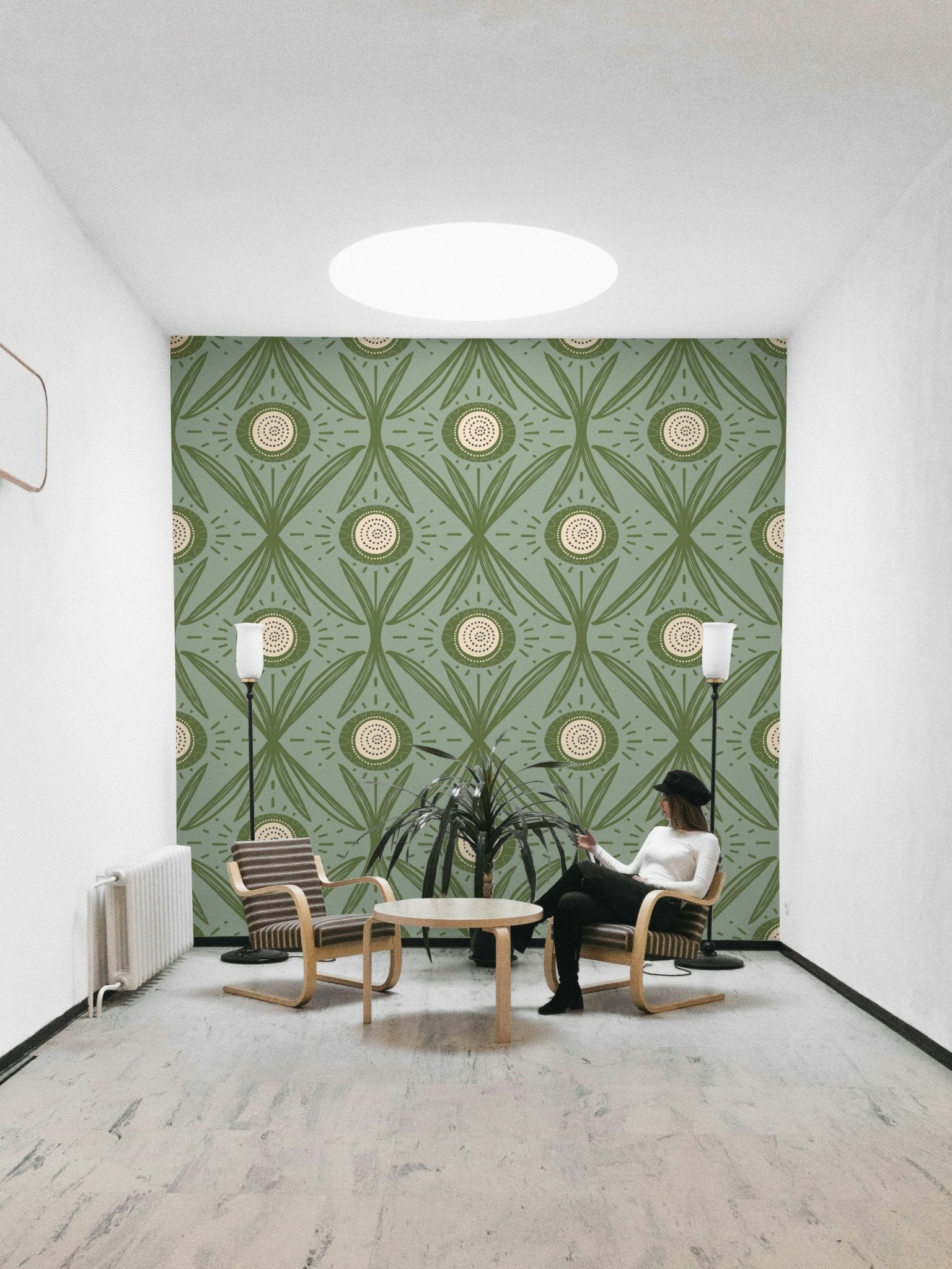 Wall mural with gentle floral patterns
