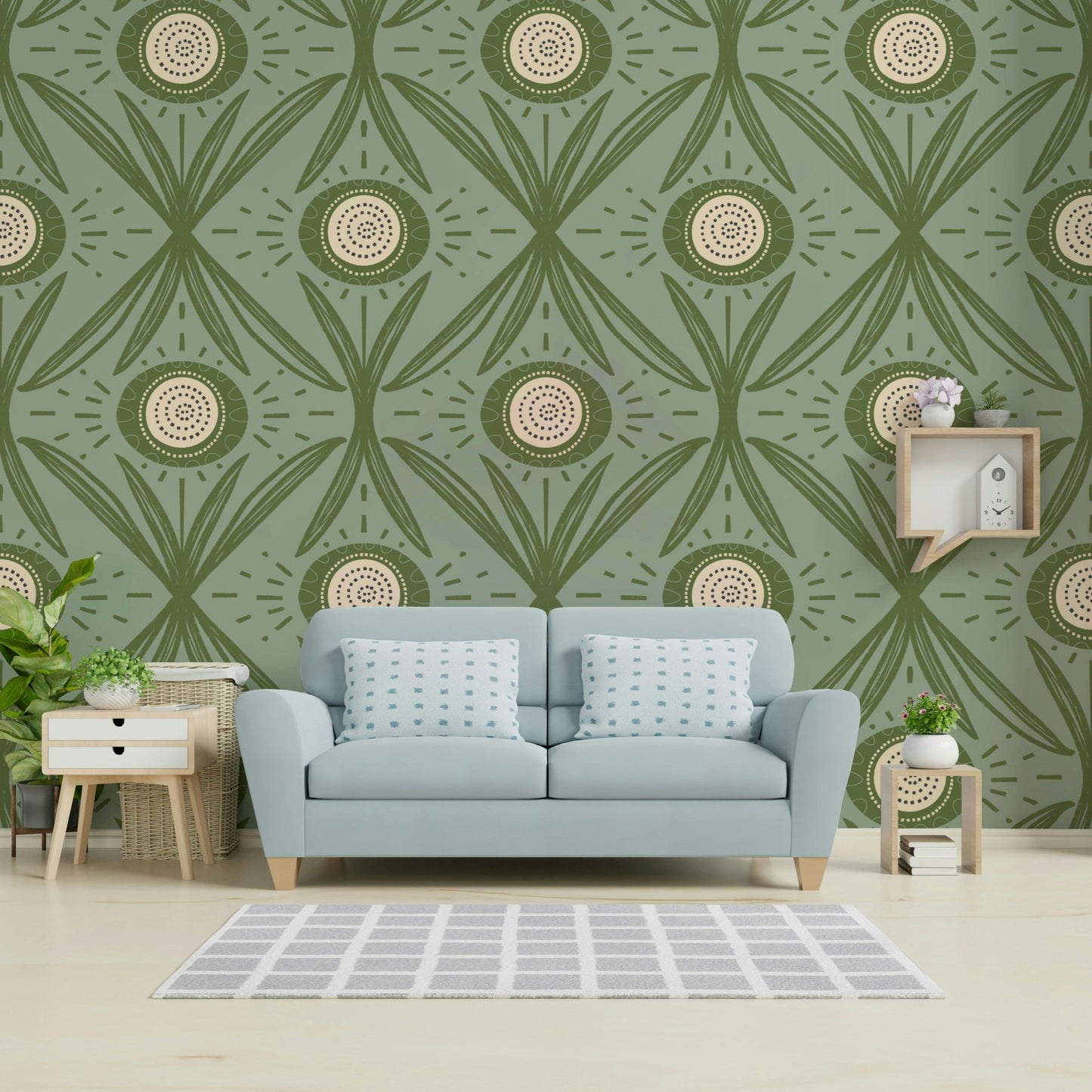 Close-up of soft green flower design
