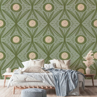 Muted green flowers on light background
