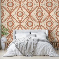 Close-up of folk floral wallpaper pattern
